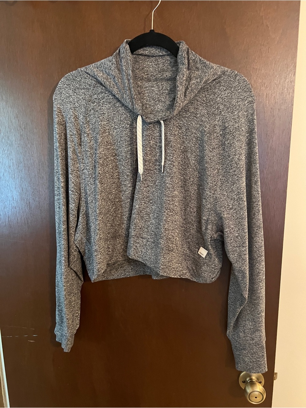 Vuori Heather Gray Cropped Hoodie with Drawstring